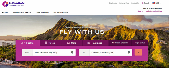 Hawaiian Airlines website
