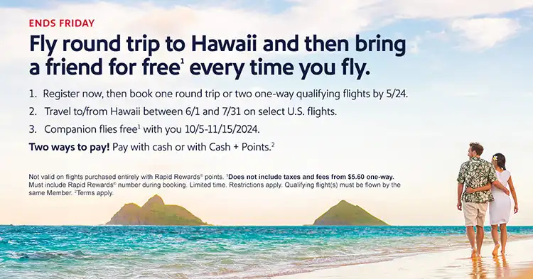 Southwest Hawaii companion fare offer.