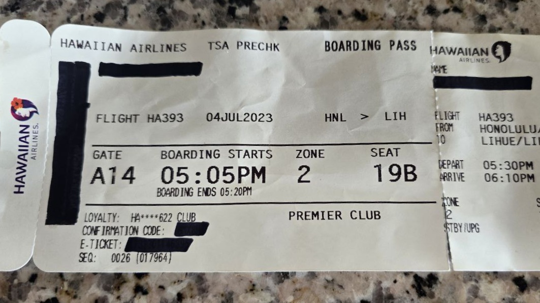 Hawaiian Airlines boarding pass nostalgia.