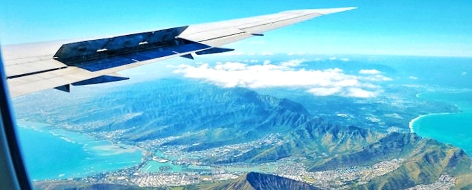 Flying over Hawaii.