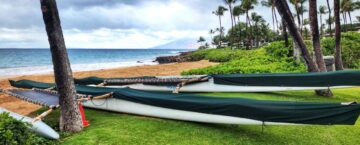 Outrigger canoes at Wailea Beach on Maui