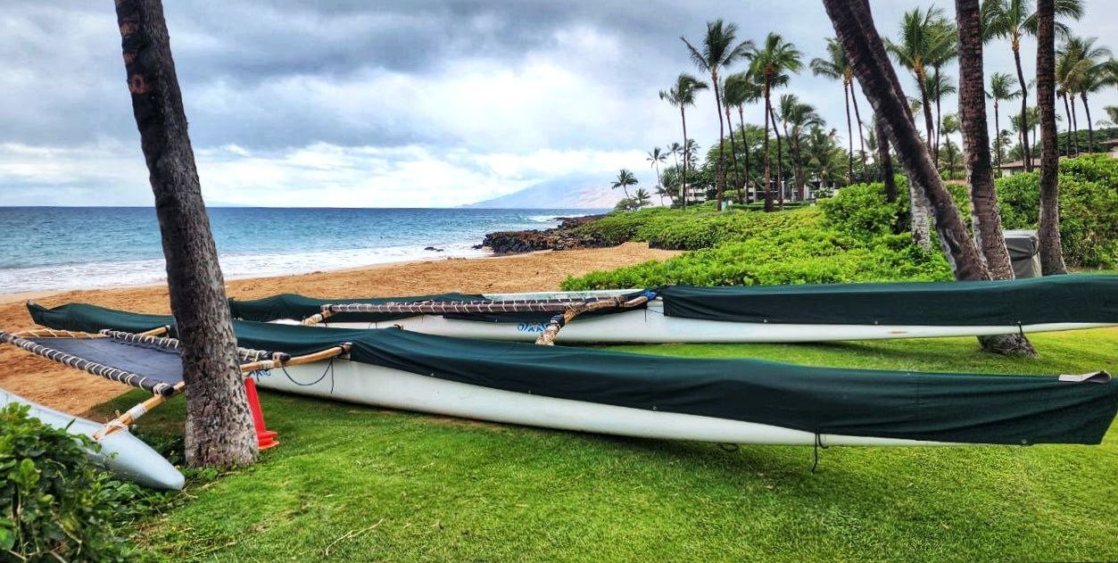 Outrigger canoes at Wailea Beach on Maui