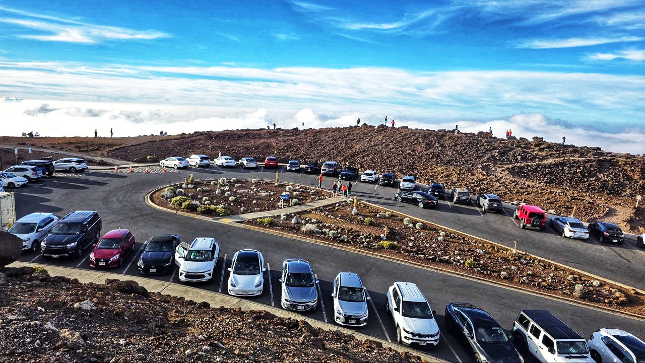 Limited parking at Haleakala Maui