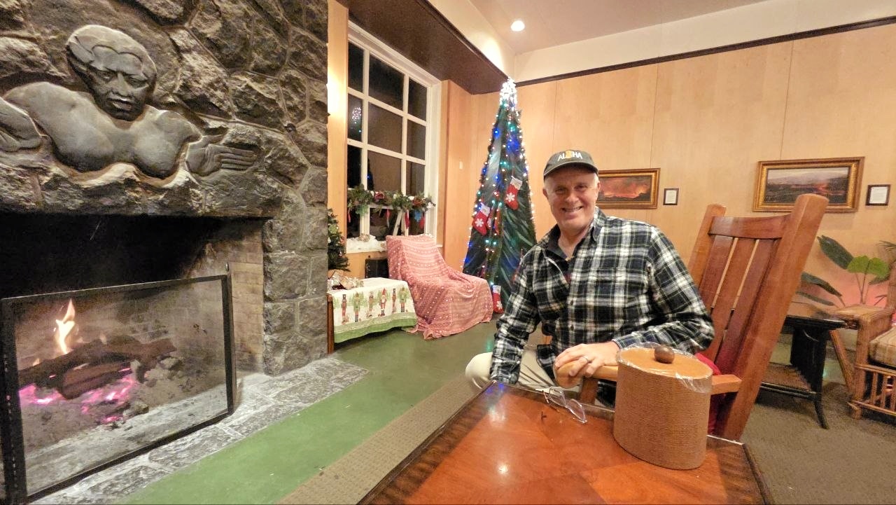 Fireplace at Volcano House