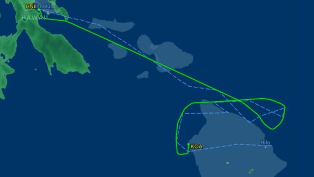 FlightAware shows diversion from Hilo to Kona.