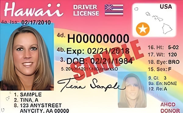 Former Hawaii Driver's License