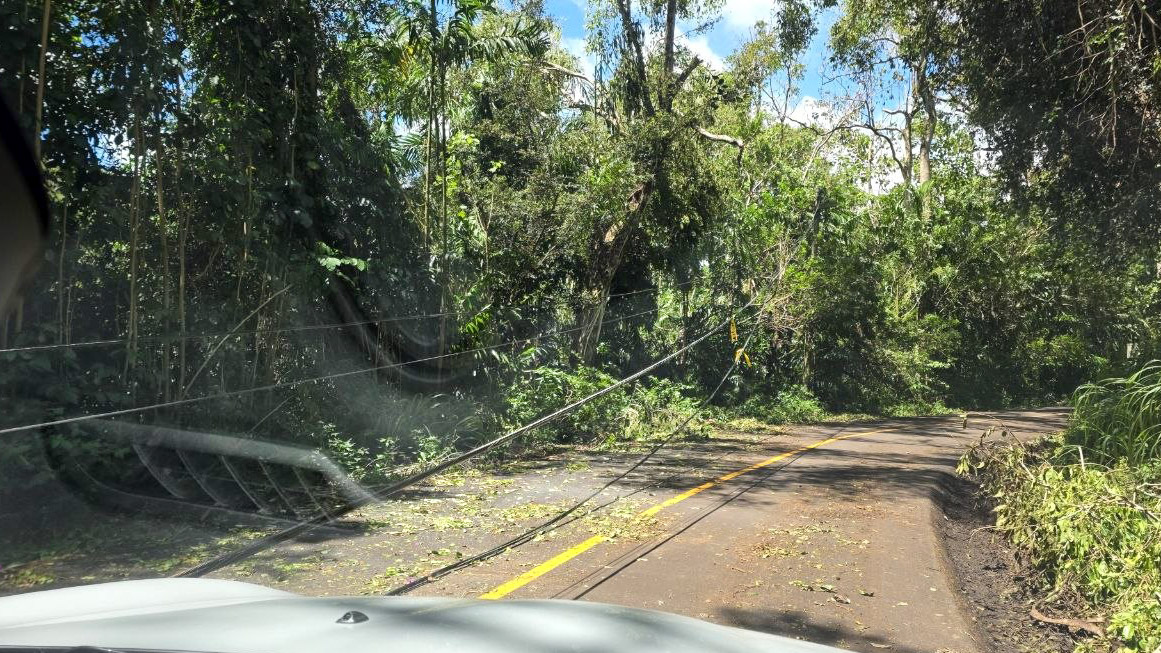 Driving on Kauai roads after Hurricane Lowell