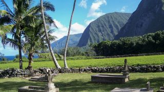 Outside St. Philomena Church, Kalaupapa Molokai