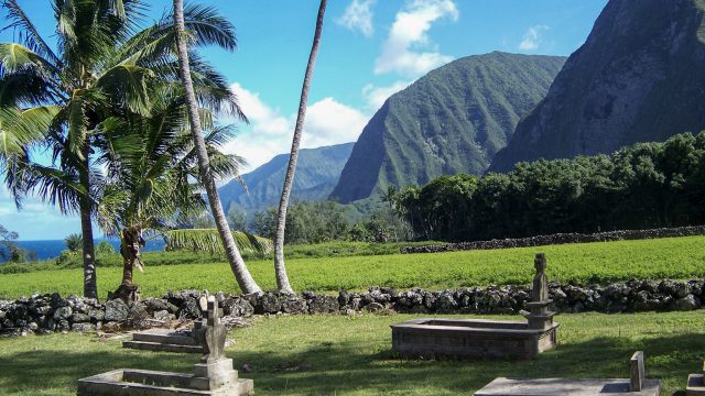 Outside St. Philomena Church, Kalaupapa Molokai